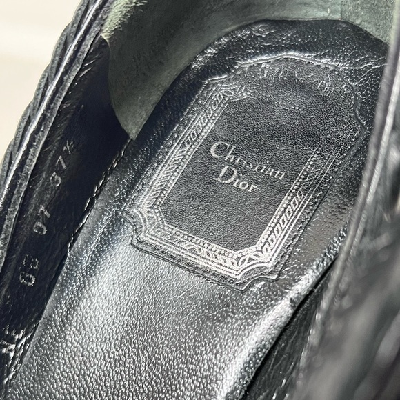 Authentic Dior Black Vintage Braided Leather Pumps 37.5 - Picture 6 of 6